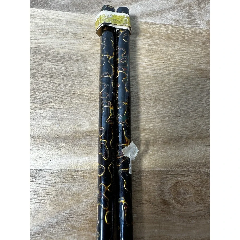 Vintage lida's Japan‎ Unique Lacquered Black Gold Japanese Chopsticks New